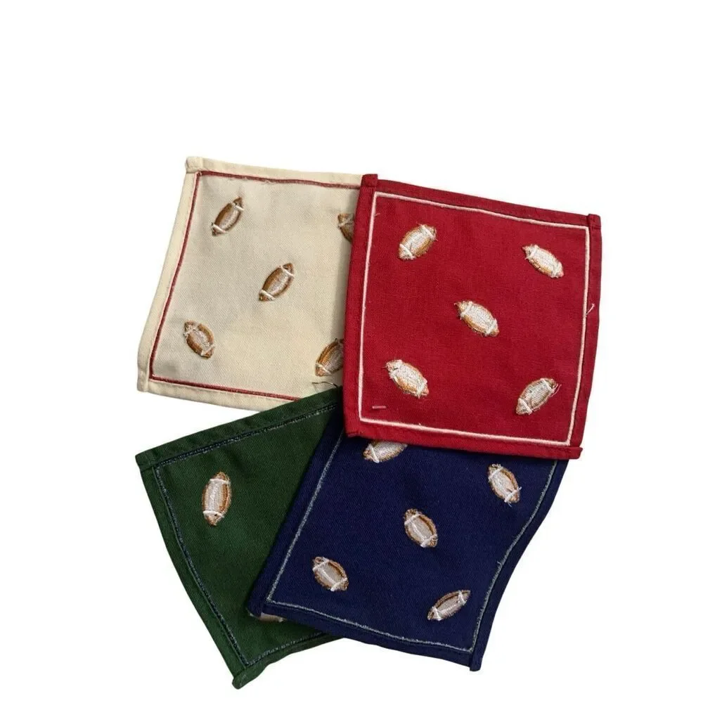 Anthropologie x Frasier Sterling Football Cocktail Napkins Set of 4 - NWT